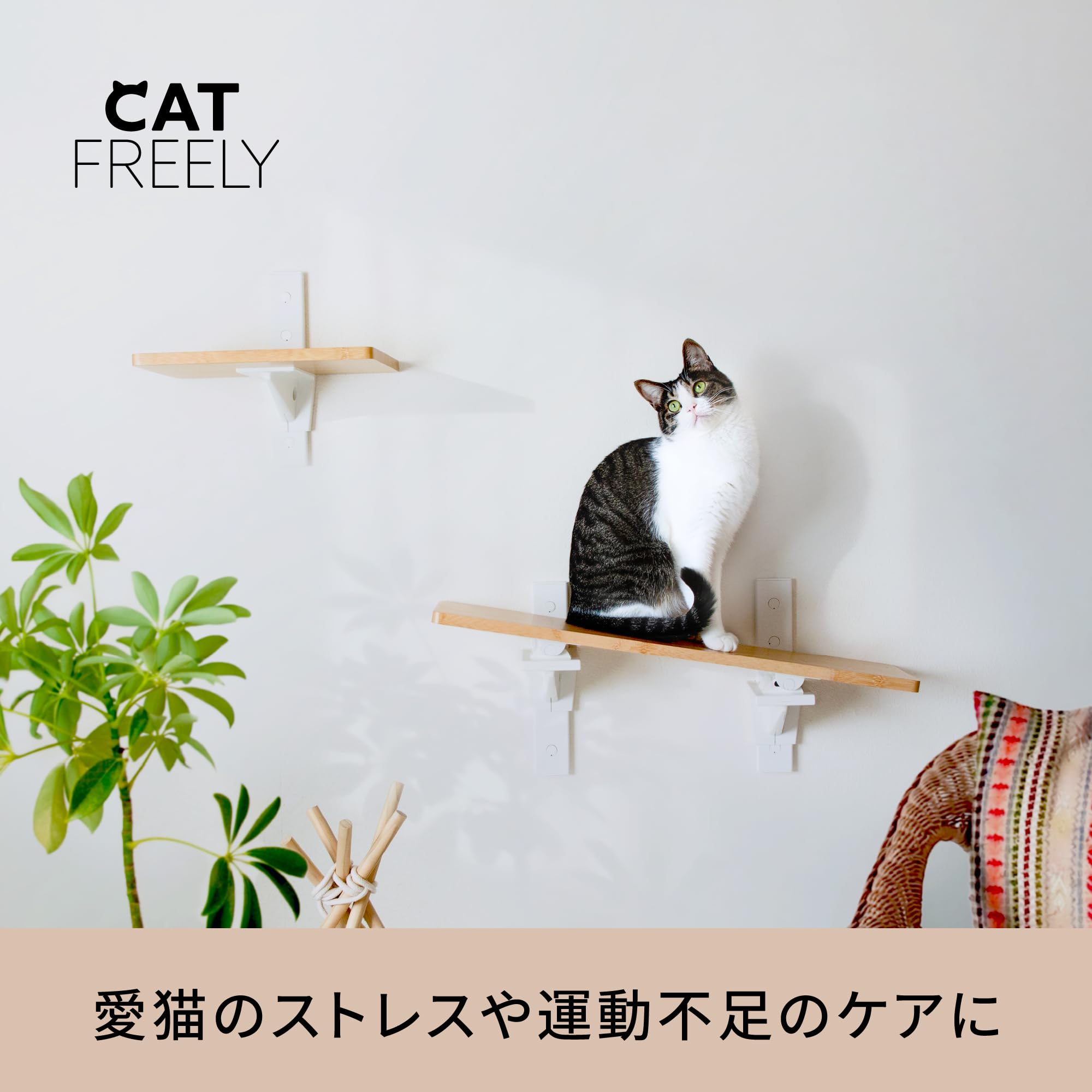 Amazon.co.jp: HEIAN SHINDO キャットステップ 壁付け 賃貸 木製 石膏